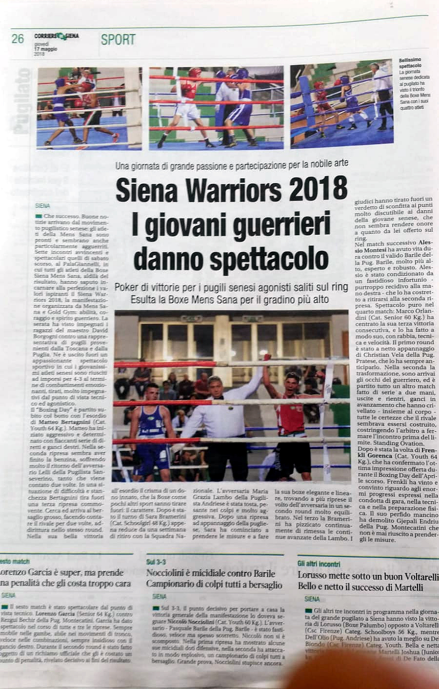 Corriere di Siena 17/05/2018